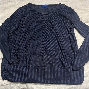 Apt. 9 Navy Sheer Stripe Long-Sleeve Top